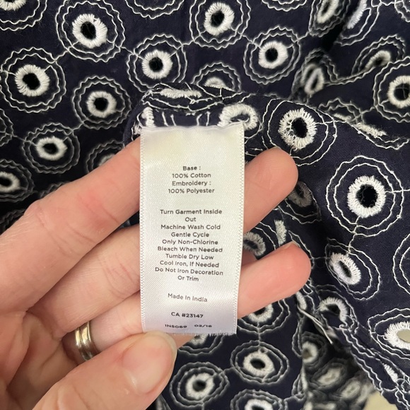 Talbots Swimsuit Cover Blue with White Eyelets V Neck - Picture 9 of 9